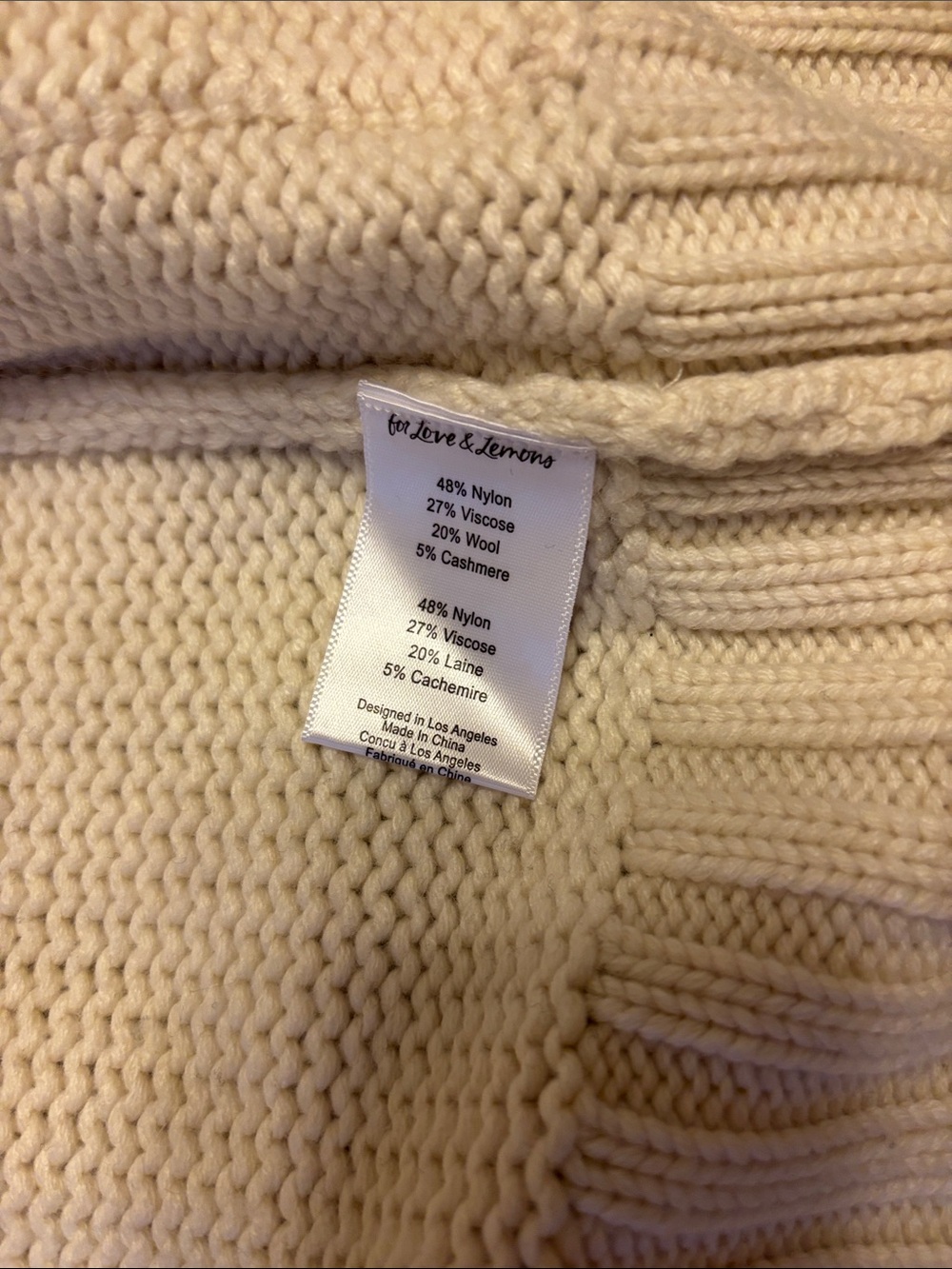 For Love & Lemons Marina Cream Knit Sailor Cardigan with Black Trim XS - Picture 6 of 15